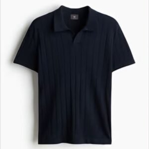Geripptes Strickpolo Schwarz