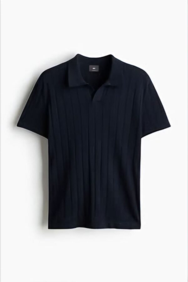 Geripptes Strickpolo Schwarz