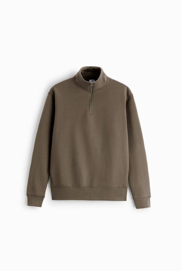 Khaki Sweatshirt mit Zipper