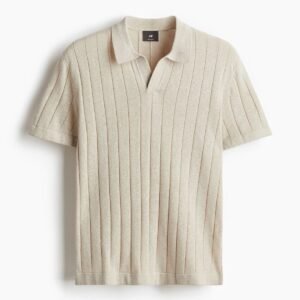 Geripptes Strickpolo Beige