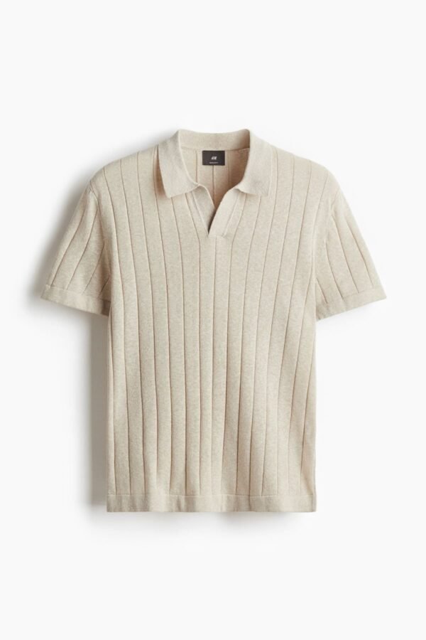 Geripptes Strickpolo Beige